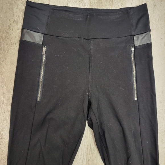 Athleta Ponte Knit Moto Legging Faux Leather Zip Black Hi Rise Waist Small - Picture 4 of 9